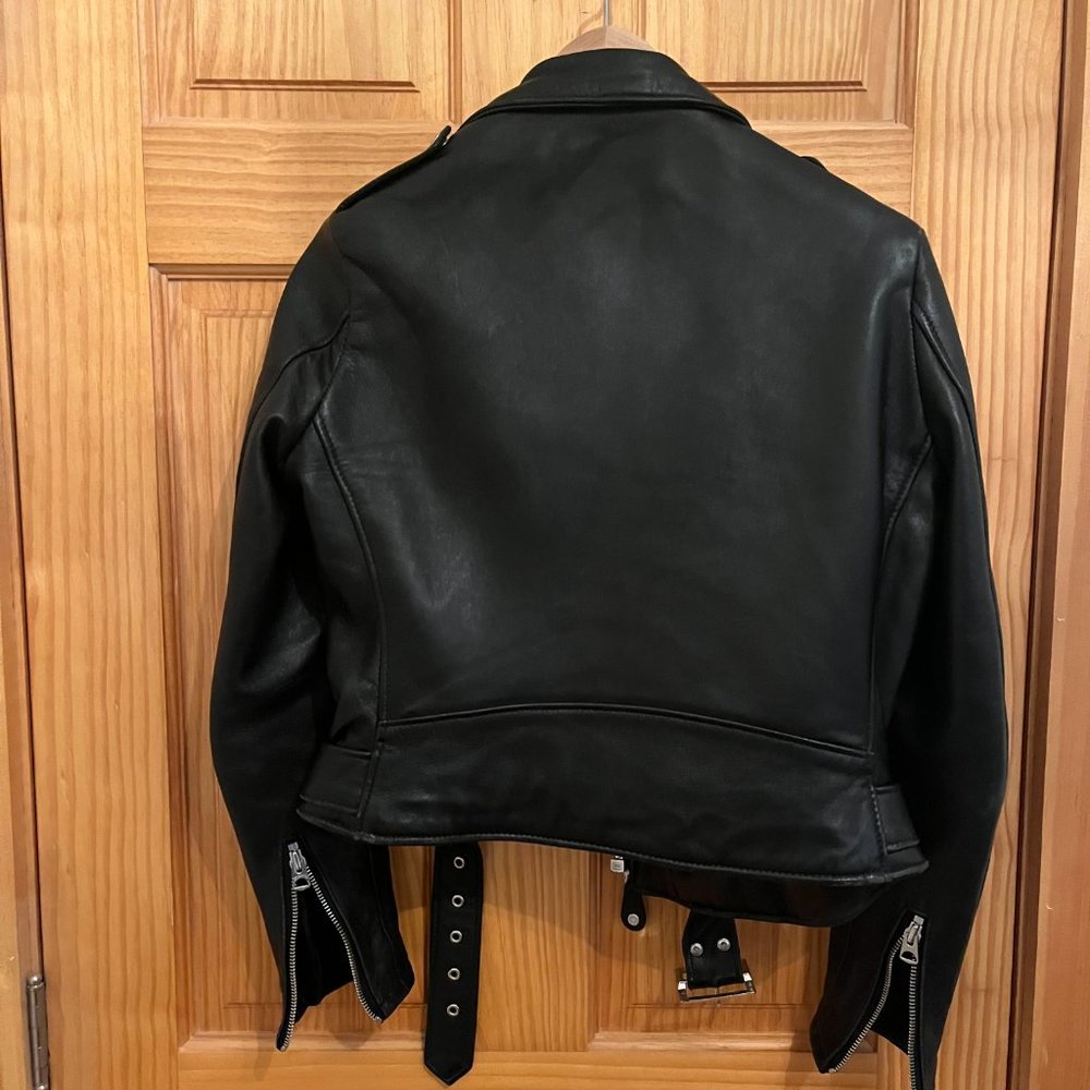 Schott NYC Lambskin Leather Women's Cropped Perfecto® Jacket, Size M, Black - Picture 7 of 8